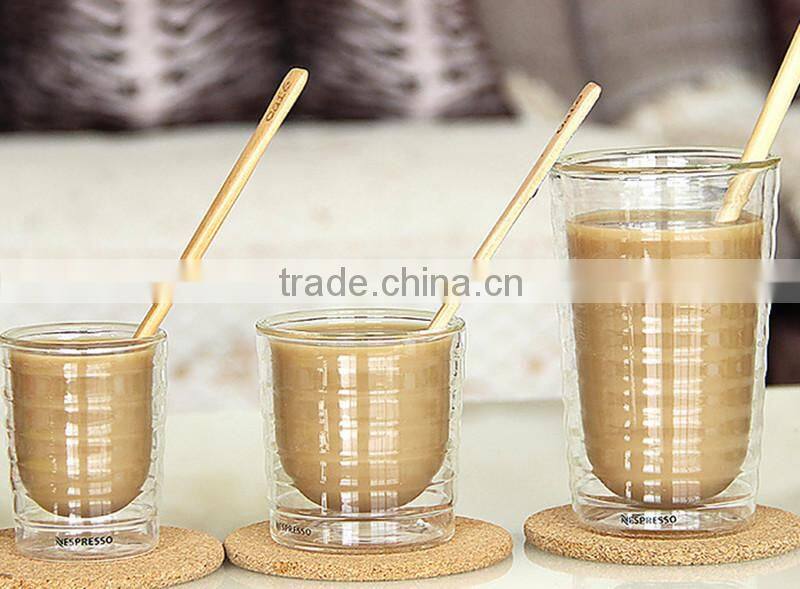 2016 new products 80ml 150ml 350ml Espresso double wall borosilicate glass coffee cup without handle
