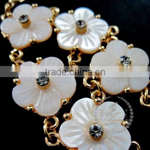 vintage white mother of pearl shell daisy flowers fashion women bracelet jewelry 6490035
