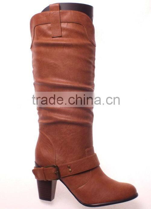 Trendy design women mid heel long boots 2014