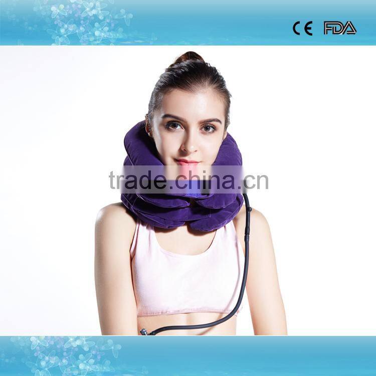 Comfortable full flannel travel neck pillow cervical collar portable inflatable cervical traction apparatus