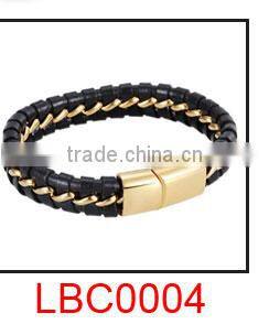 Handmade Mens white leather wrap straps bracelet