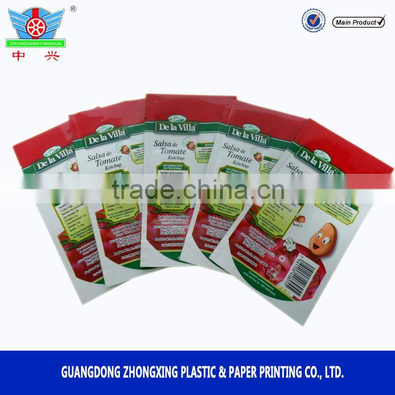 Customized Aluminium stand up zipper pouch for ketchup packaging,small sachet bag