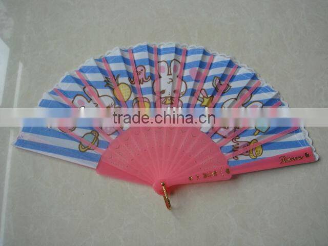 unique designed fabric with plastic folding fan