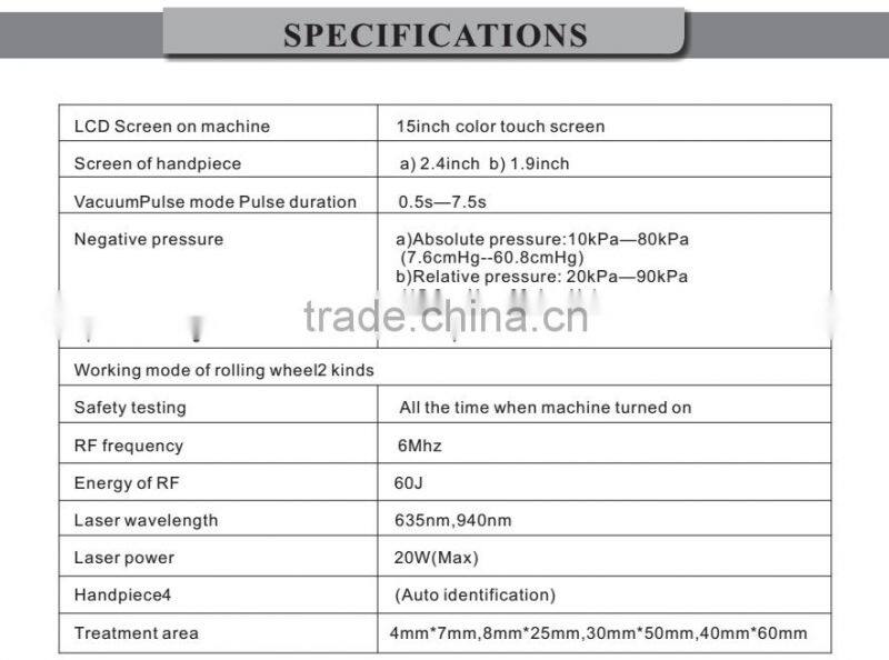 Bipolar Radio Frequency Vacuum Roller Cavitation Slimming machine
