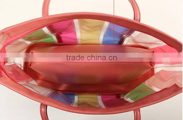 Wholesale Candy Color Ladies Transparent Handbags Free Shipping