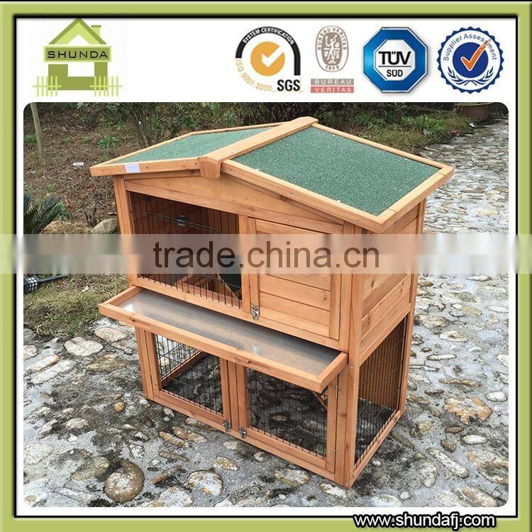 SDR009-T wooden bunny house cheap 2 story double decker rabbit hutches
