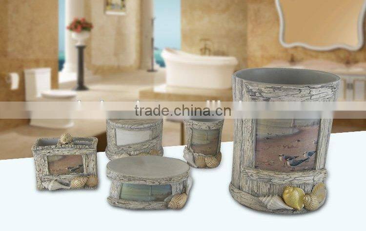 Sea series Resin Bathrooom Sets 5pcs bathroom accessory set
