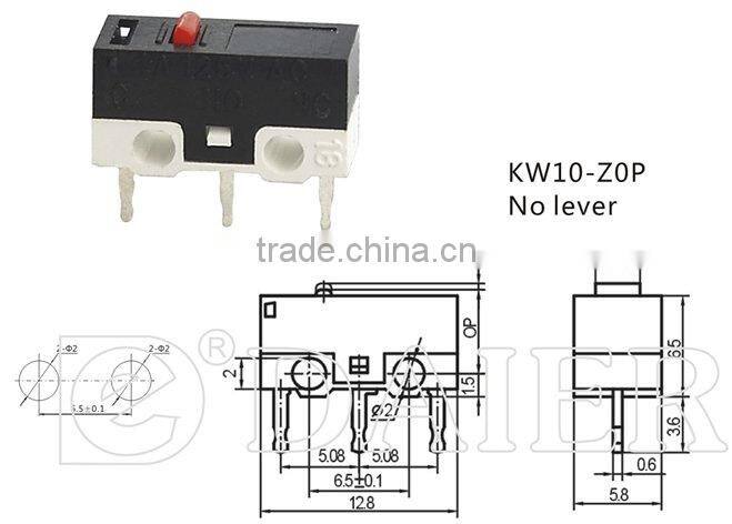 miniature electric micro switch with no lever pcb terminals,KW10-Z0P