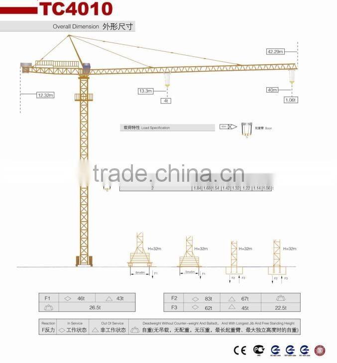Canmax tower crane TC4010, topkit tower crane