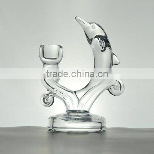 Factory supply high quality glassware dolphin candle holder