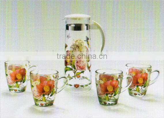 Newest 7pcs glass set ,glass pitcher and water cups,glass tableware