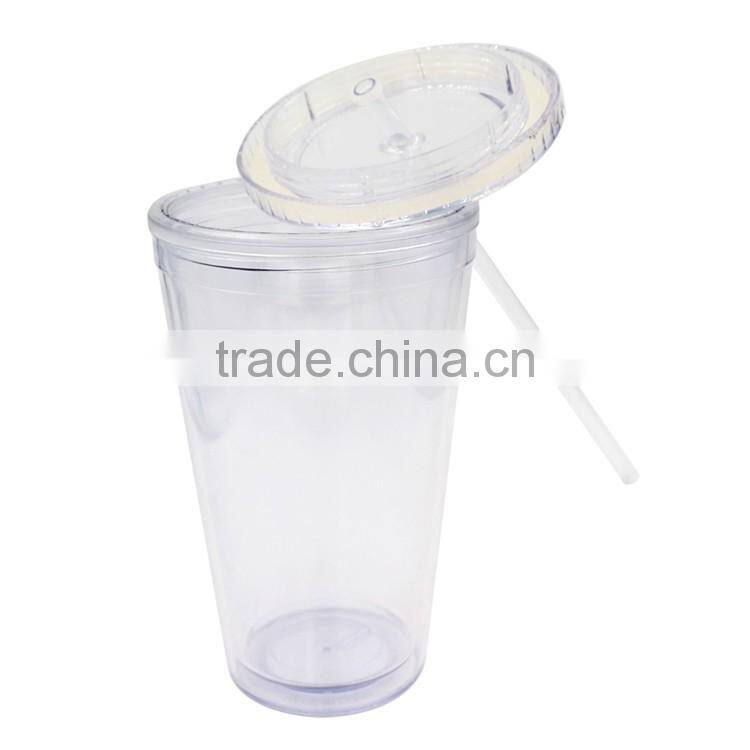 Plastic Tumbler Cup with Straw And Lid, PP Plastic Type And Plastic Material Disposable