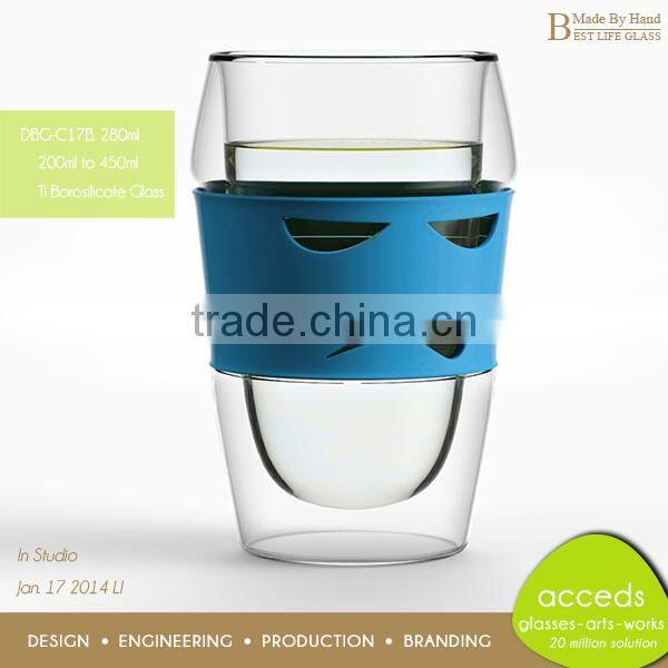 High Quality Glass Cup with Colored Silicone Base