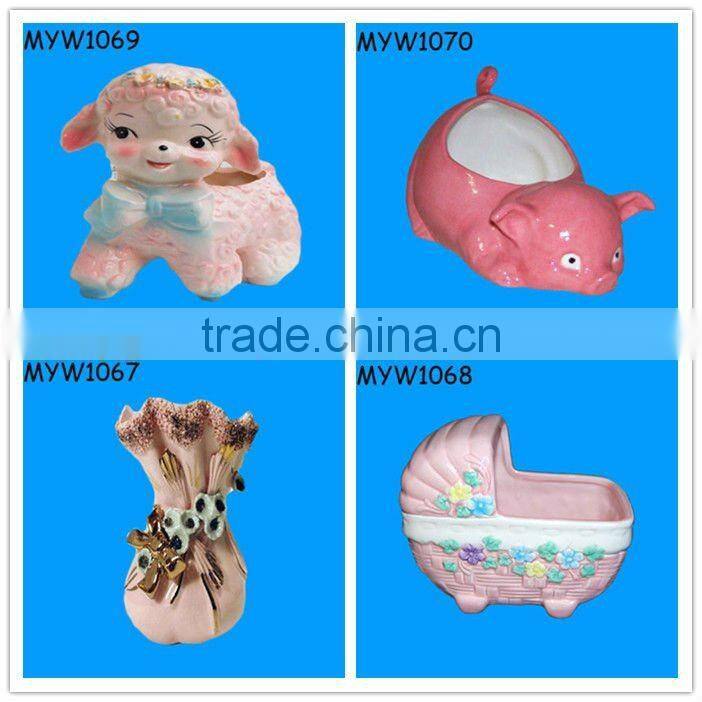 2012 new pink themed gifts ceramic flower pots containers
