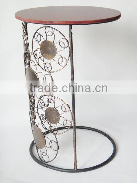 Wood top "NEW" Circle Motif end table round Sofa Side Table