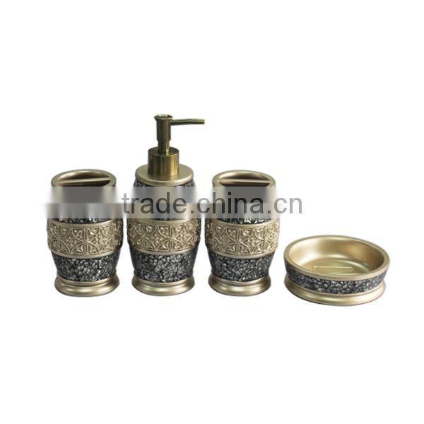 4 PCS Bath accessories sets bronze color Resin Cracked Glass Tumbler