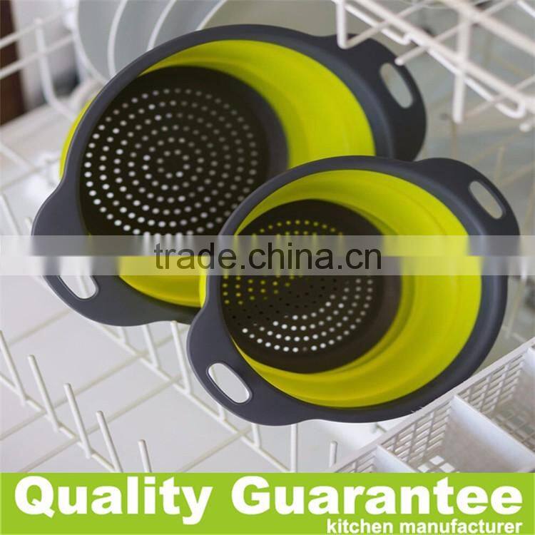 Customized color silicone colander collapsible plastic silicone strainer