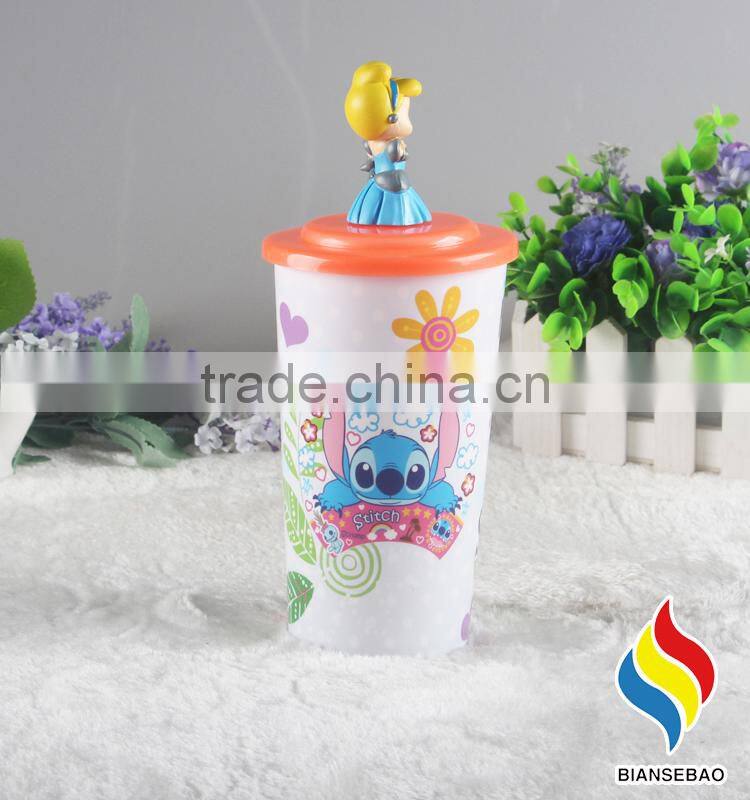 Hot selling cartoon figurine plastic cup for promotion
