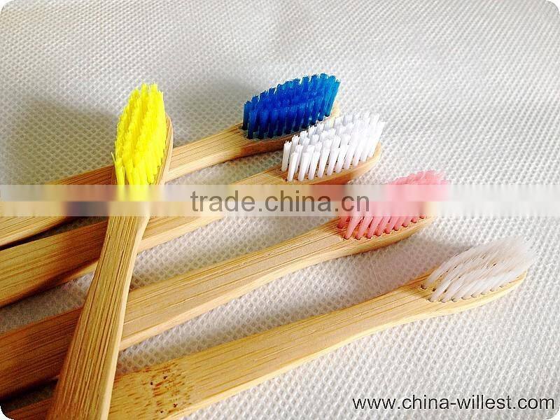 yellow color bamboo toothbrush, soft bristle toothbrush