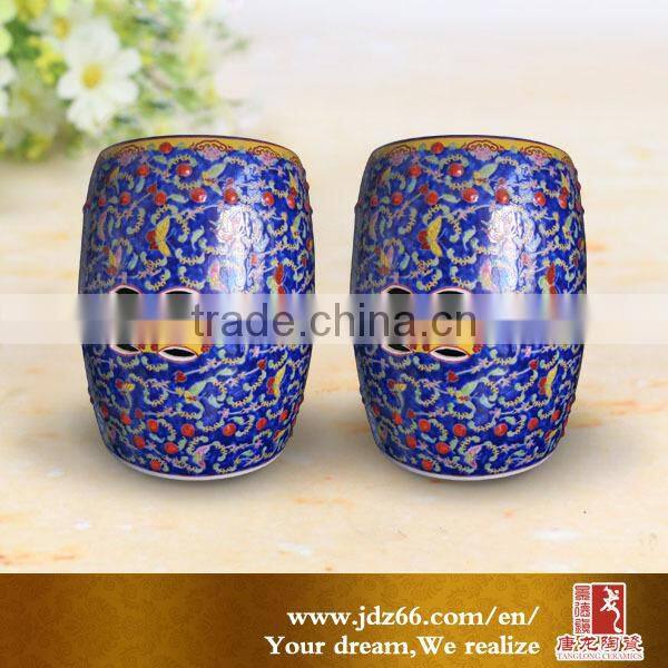 Popular design blue porcelain stools for garden decor