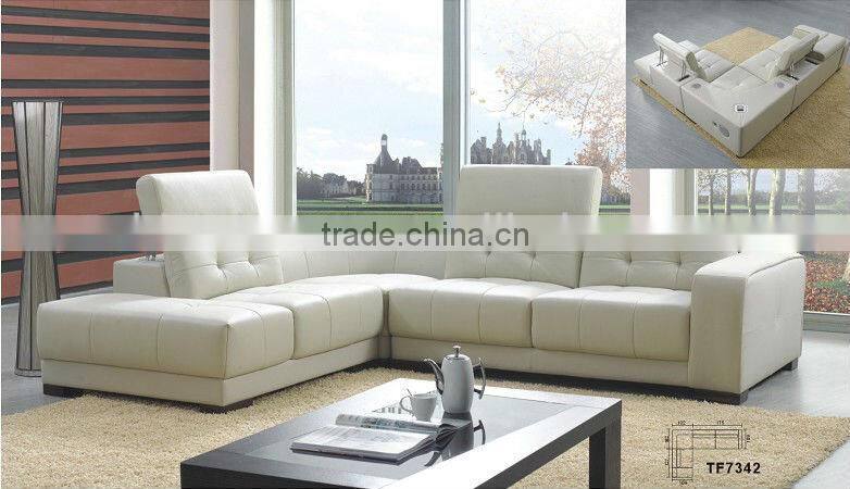 Bisini Genuine Leather Hotel Corner Sofa Set BG90489