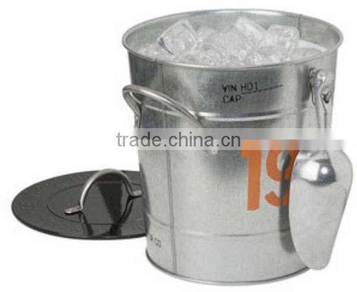 Galvanized ice bucket with scoop