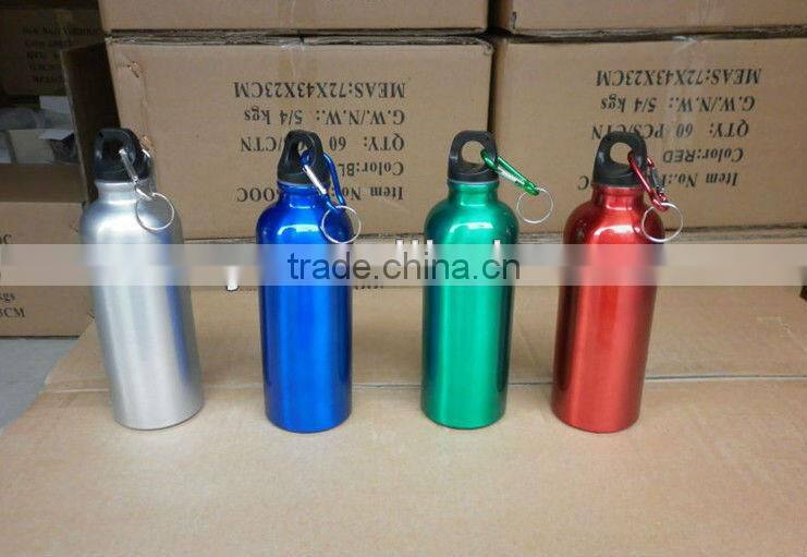 500ml with heat transfer logo and carabiner lid for aluminum sport water bottles