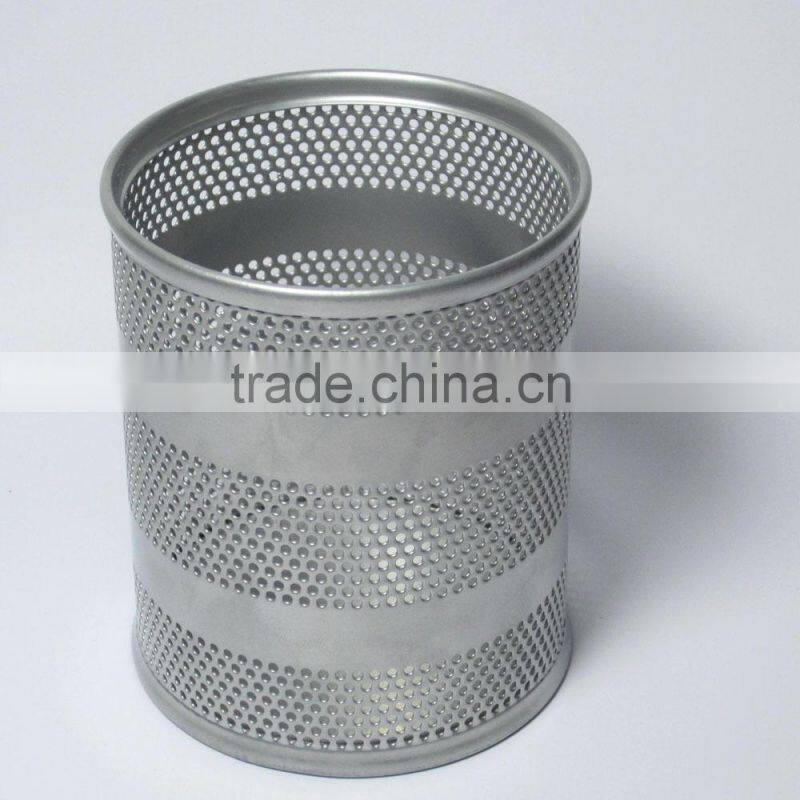 2014 high quality 8.5cm diameter mesh metal pen holder