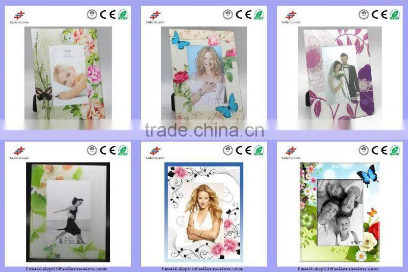 High Quality Sun Flower Printed Decoration Mirror Glass Frame 4"x6"
