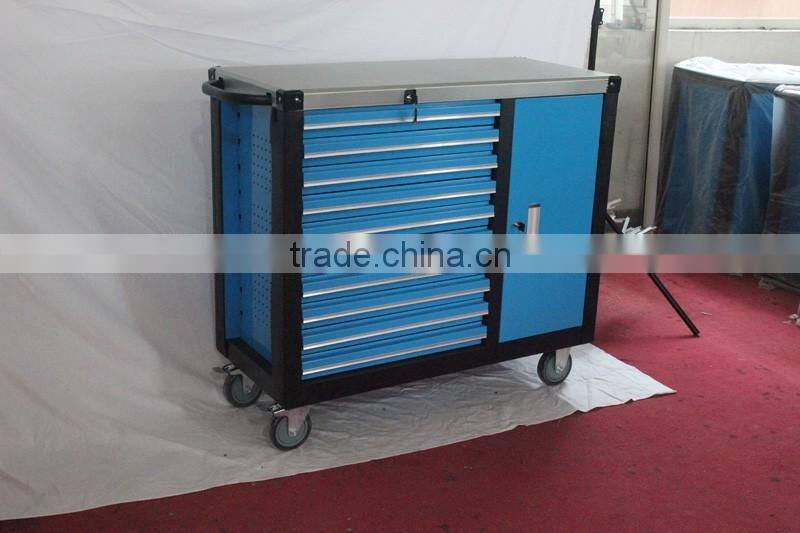 Heavy duty tool cabinet with 10 drawers and one door