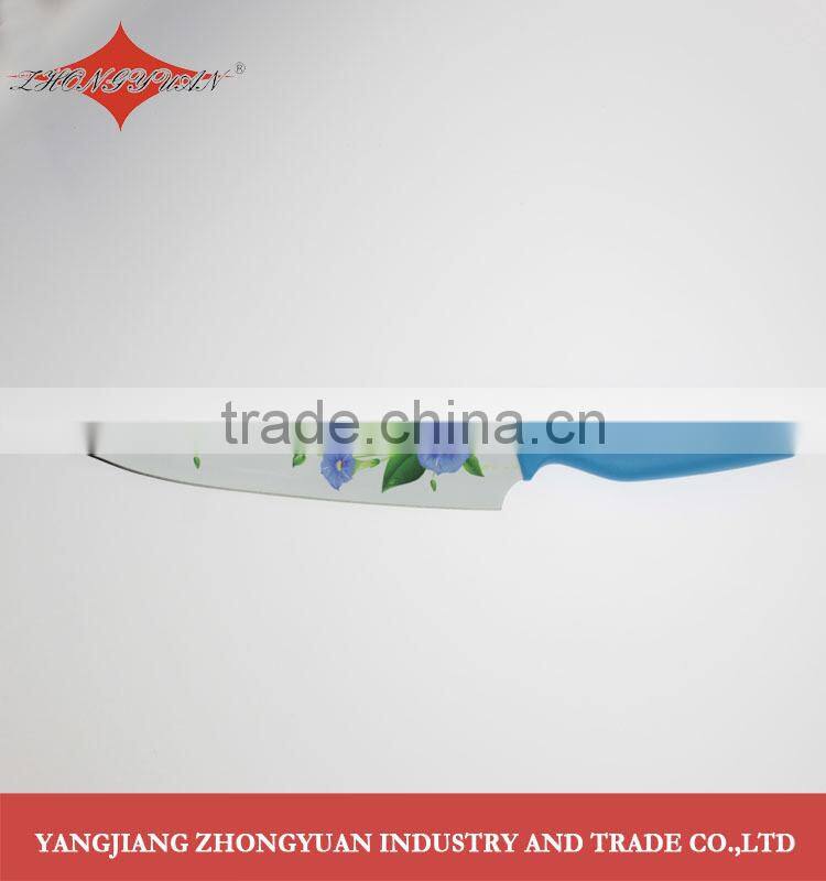 5 pcs set of non-stick coated/colorful flower printing kitchen knives