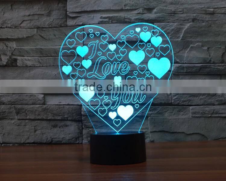 2016 best seller customize logo awsome visual illusion light touch panel 3D led night lights for indoor decoration
