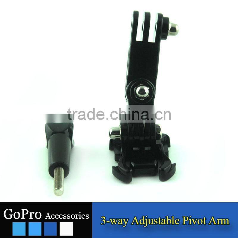 2016 New Wholesale adjustable 3-way pivot arm for sports camera accessory
