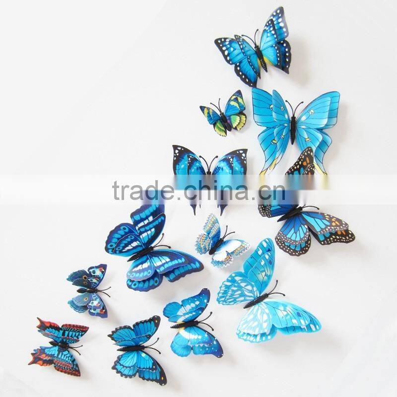 Bilayer 3D Butterfly Wall Sticker Double-deck Butterflies Decor Wall Sticker Decorative Twin-layer
