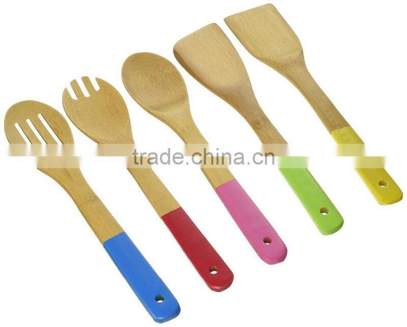 5 Piece Bamboo Utensil Set colorful / Wholesale Holiday gift