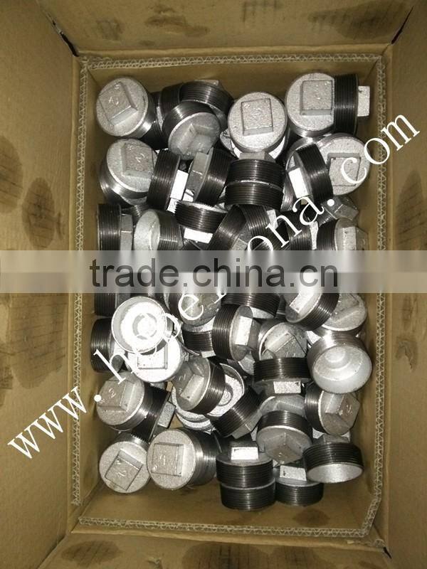 Baked galvanized Plain end malleable iron pipe fittings with BS threads