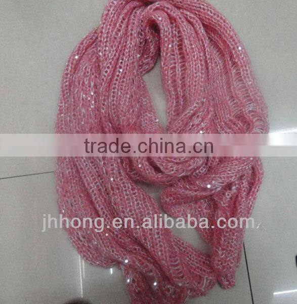Sequins mesh knit soft stretch scarf for warming/decoration
