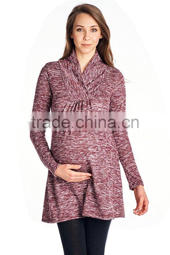 Fancy Women Clothing Wholesale Pregnant Clothes Sweater Knit Maternity Long Sleeve Tunic Top Latest Color Combination Sweater