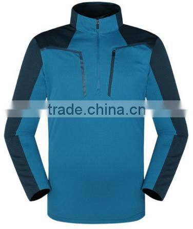 2016 New Long Sleeve Zipper Collar Jerseyes Climbing Hiking Running Camping T-shirt