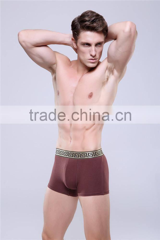 Custom New fashion sey men underwear boers shorts cotton brand design cuecas boer golden tight waistband men soild quality under