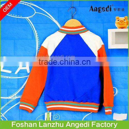 children's winter apparel Boy's fashion stylish baseball overcoat jacket v-neck casual sweatshirt with patch applique work