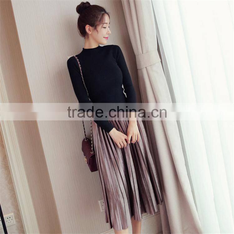 2017 latest popular women's clothing Velvet tall waist long skirts for ladies