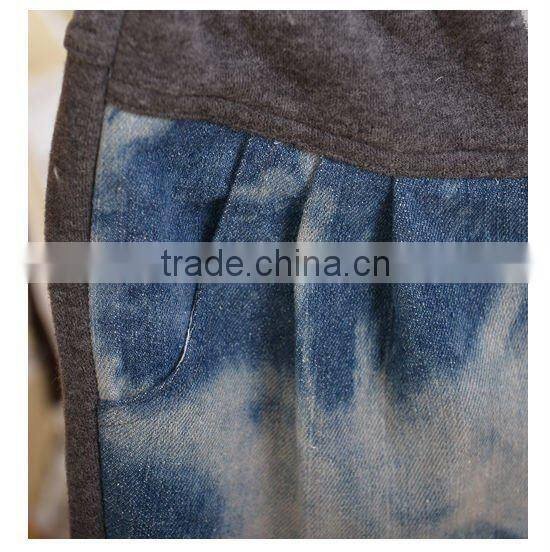 2016 new style Autumn Korea Style kids leather +jeans Pants