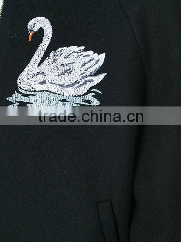 Cheap heavey fleece fabric black animal print jacket for womren