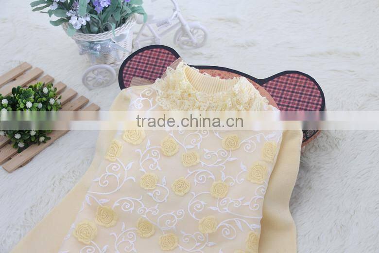 european style lace fashion hot sale factory price high neck kids sweater