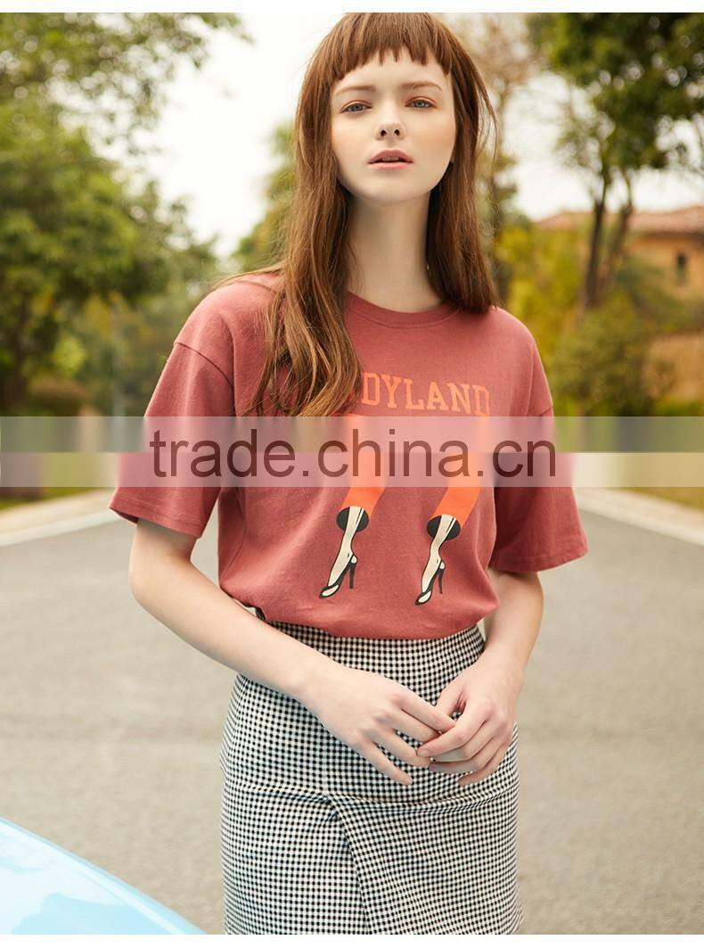 new printng design wholesale China women oversized red t shirts custom printing women casual t shirt