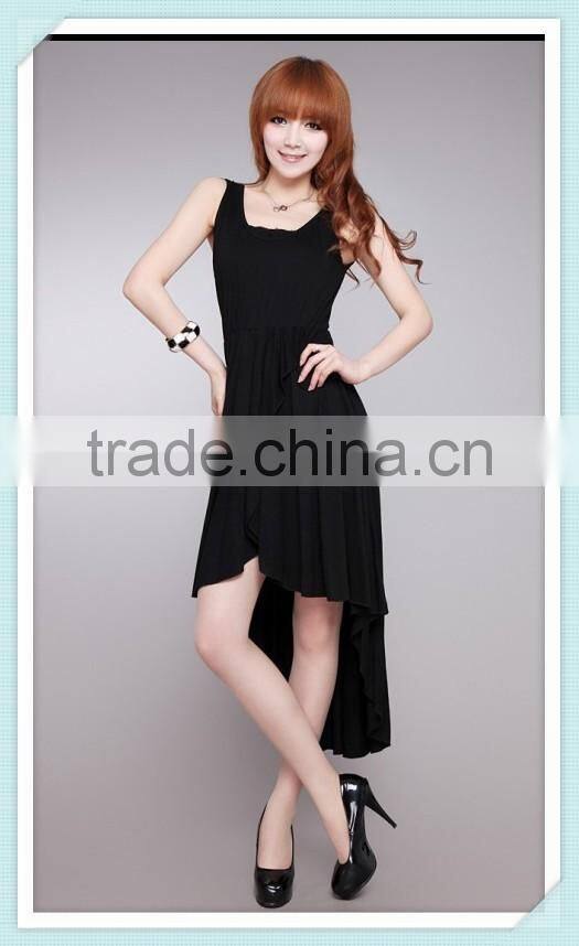 2016 summer Fashion round collar clothing ,sleeveless irregular dresses skirt, Dovetail vest design dress skirt