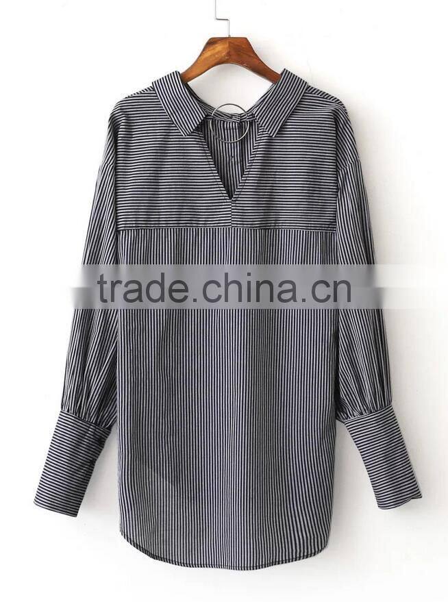 Runwaylover EY2377B New Style 2017 Ladies Fashion Loose Stripe Blouse