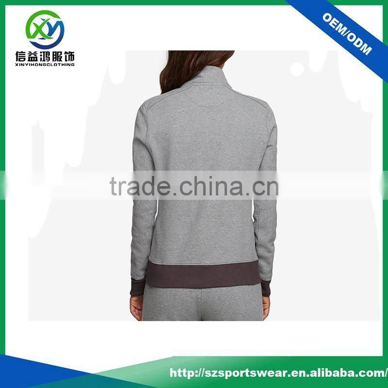 Grey color polyester fabric womens outdoor sports wear bomber jacket windbreaker jacket