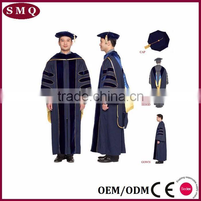 2017 navy blue evening graduation gown and customize gown